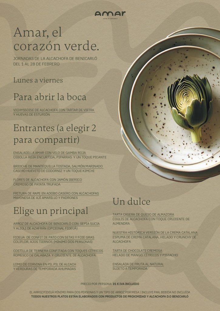 MENÚ - JORNADA DE LA ALCACHOFA Benicasim - Amar